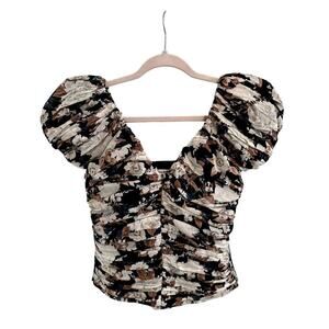 NWT Abercrombie Drama Puff Sleeve Top Floral Women's Size Small